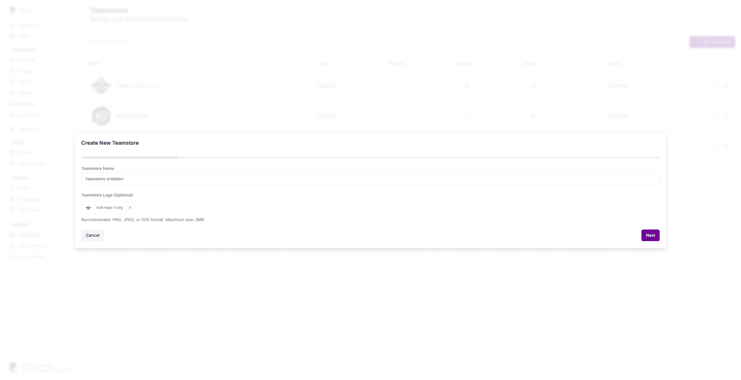 Create Teamstore Name & Logo