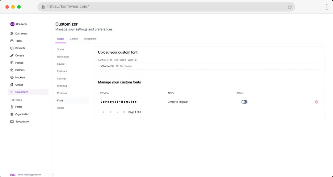 Font Management in Konfiwear