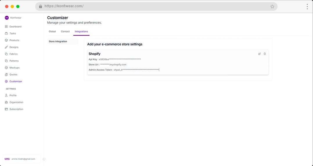Konfiwear Shopify Integration