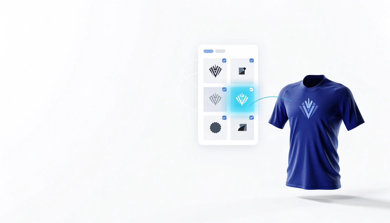 A curated asset catalog with categories, tags, and access controls — pre-approved graphics ready for customer use in the customizer.