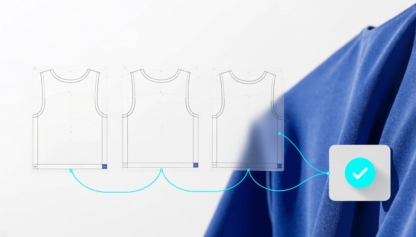 Export production files across all ordered sizes in one batch — each size generates its own correctly scaled print pattern.