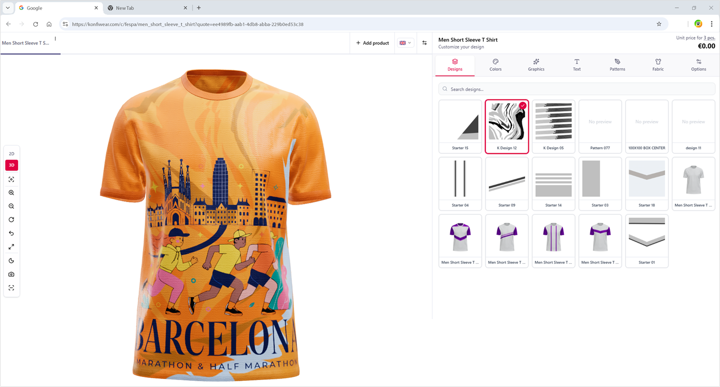 3D apparel configurator embedded on a storefront product page