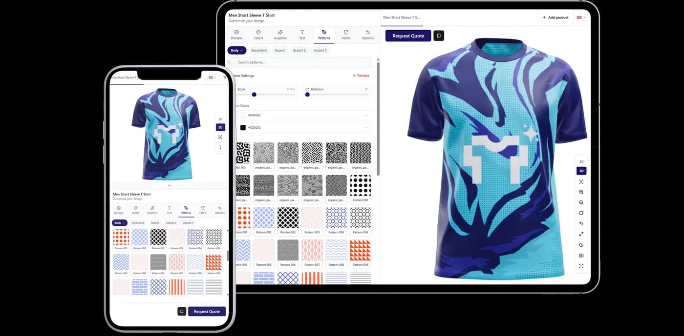 Konfiwear 3D Kit Designer dashboard