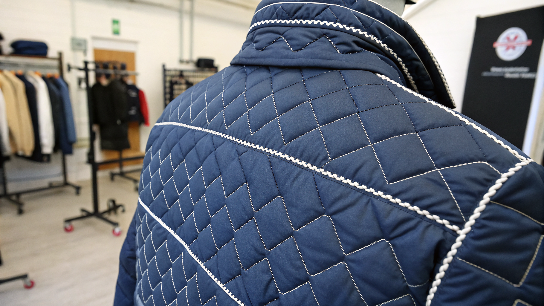 Quilting Stitch close-up on navy padded sportswear