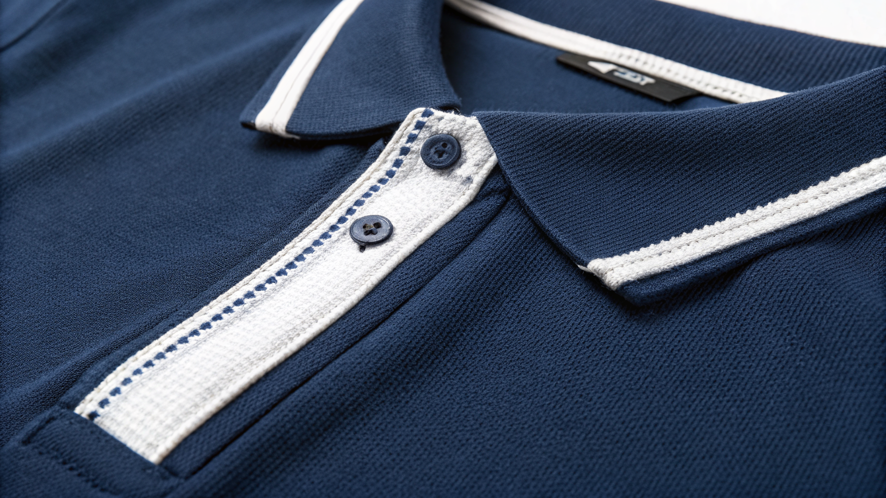Straight Buttonhole close-up on navy sportswear fabric